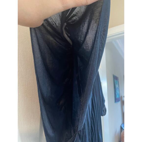 BCBG MAXAZRIA  Ink Navy Blouse Top V-Neck Slouchy Lined Boho Sz XS - Picture 4 of 11